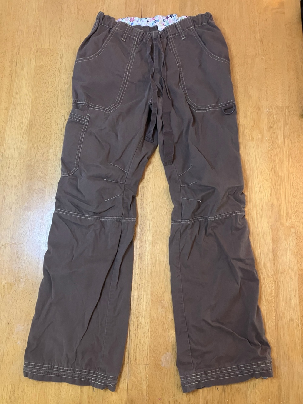 Women’s Brown Utility Cargo Pants with Drawstring Waist